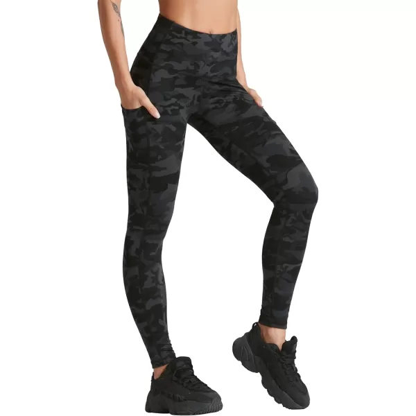 THE GYM PEOPLE Womens High Waist Yoga Pants Soft Tummy Control Athletic Workout Leggings with Deep PocketsBlack Camo