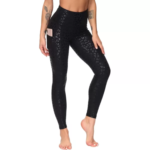 THE GYM PEOPLE Womens High Waist Yoga Pants Soft Tummy Control Athletic Workout Leggings with Deep PocketsBlack Leopard