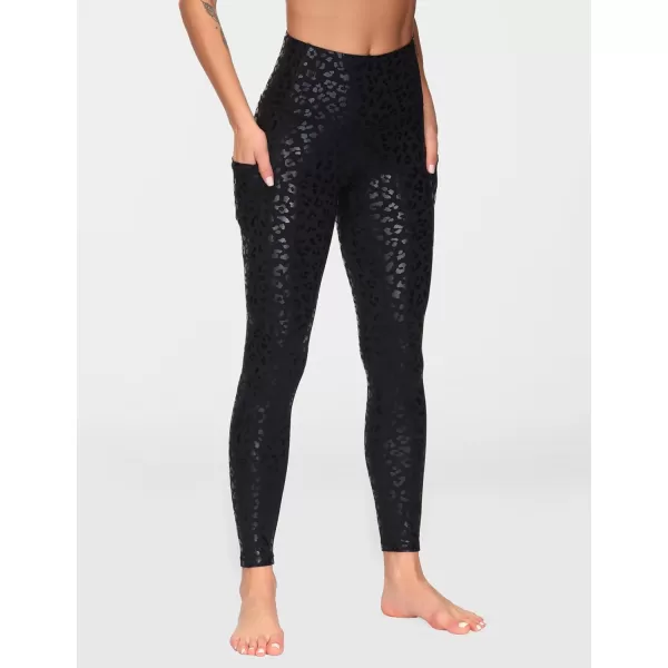 THE GYM PEOPLE Womens High Waist Yoga Pants Soft Tummy Control Athletic Workout Leggings with Deep PocketsBlack Leopard