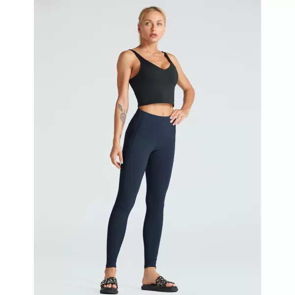 THE GYM PEOPLE Womens High Waist Yoga Pants Soft Tummy Control Athletic Workout Leggings with Deep PocketsNavy Blue