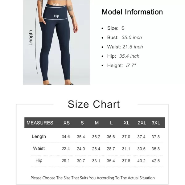 THE GYM PEOPLE Womens High Waist Yoga Pants Soft Tummy Control Athletic Workout Leggings with Deep PocketsNavy Blue