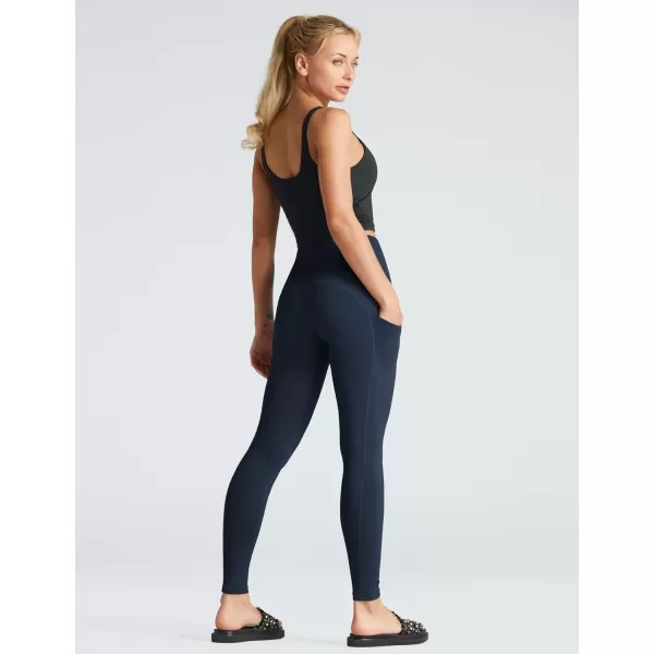 THE GYM PEOPLE Womens High Waist Yoga Pants Soft Tummy Control Athletic Workout Leggings with Deep PocketsNavy Blue