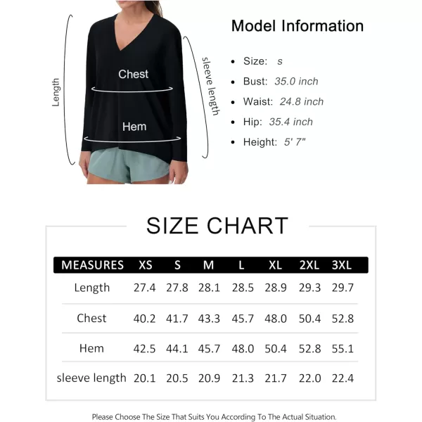 THE GYM PEOPLE Womens Long Sleeve Workout Shirts Loose Fit VNeck Running TShirts Tops with Thumb HoleBlack