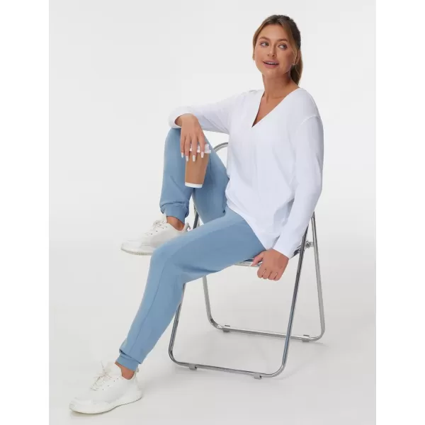 THE GYM PEOPLE Womens Long Sleeve Workout Shirts Loose Fit VNeck Running TShirts Tops with Thumb HoleWhite