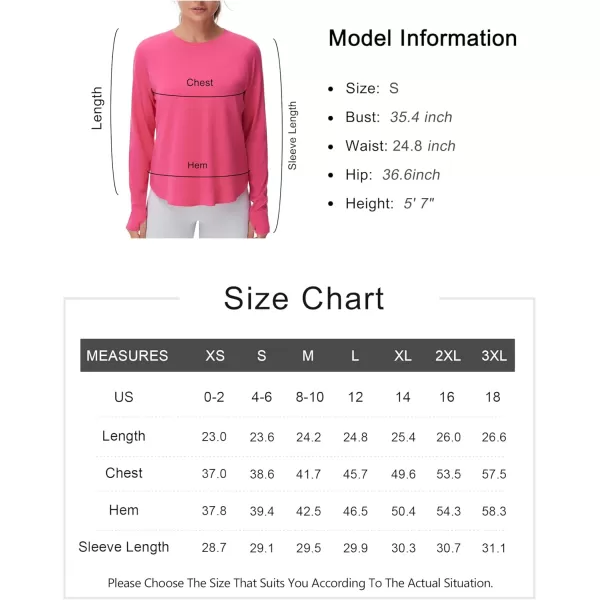 THE GYM PEOPLE Womens Long Sleeve Workout Shirts Side Slits Athletic Yoga Tee Tops with Thumb HoleBright Pink