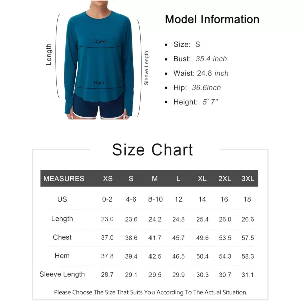 THE GYM PEOPLE Womens Long Sleeve Workout Shirts Side Slits Athletic Yoga Tee Tops with Thumb HoleDark Blue Green