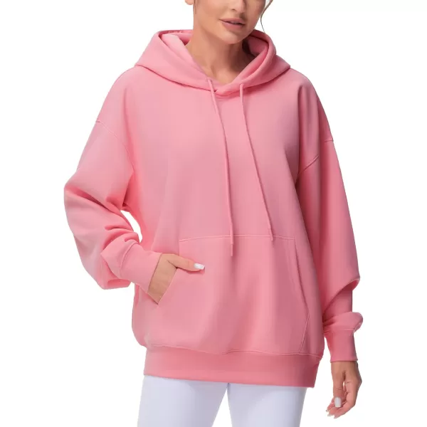 THE GYM PEOPLE Womens Oversized Hoodie Lightweight Soft Drawstring Pullover Sweatshirt with PocketsWatermelon Pink