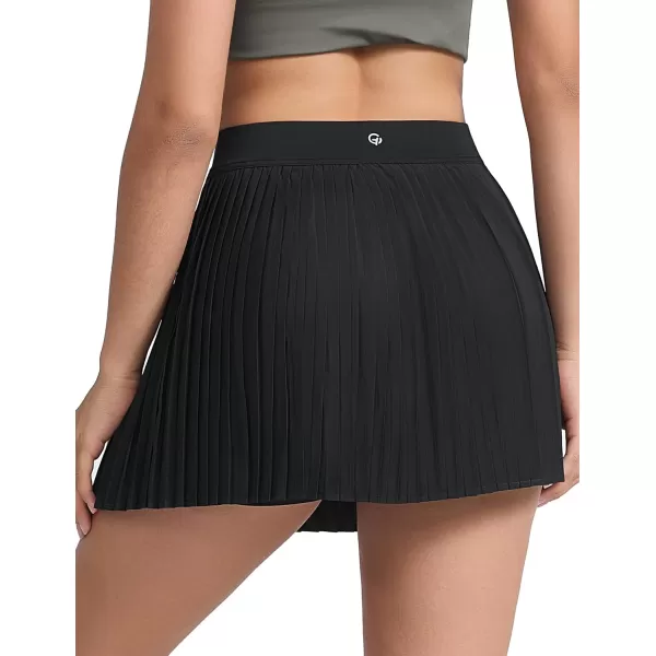 THE GYM PEOPLE Womens Pleated Tennis Skirts Lightweight Workout Golf Skorts Built in Shorts with PocketsBlack