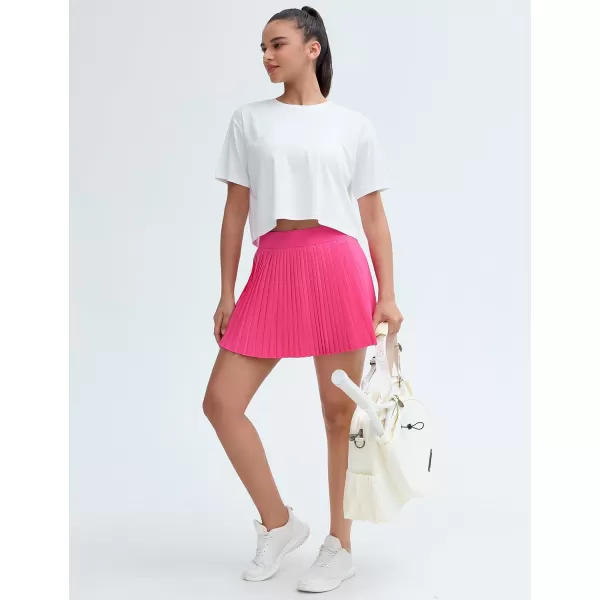 THE GYM PEOPLE Womens Pleated Tennis Skirts Lightweight Workout Golf Skorts Built in Shorts with PocketsBright Pink