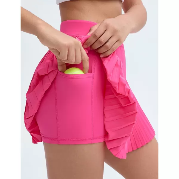 THE GYM PEOPLE Womens Pleated Tennis Skirts Lightweight Workout Golf Skorts Built in Shorts with PocketsBright Pink