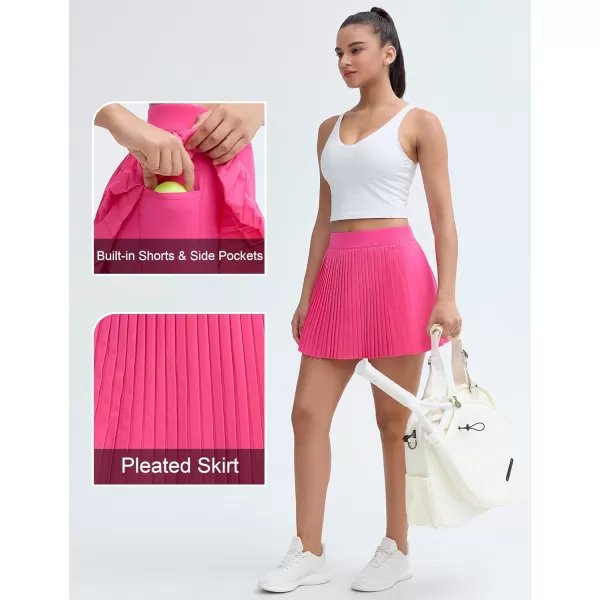THE GYM PEOPLE Womens Pleated Tennis Skirts Lightweight Workout Golf Skorts Built in Shorts with PocketsBright Pink