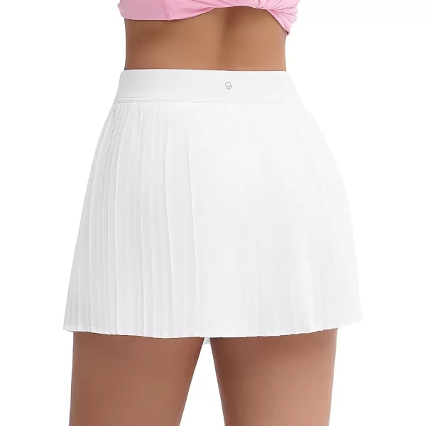 THE GYM PEOPLE Womens Pleated Tennis Skirts Lightweight Workout Golf Skorts Built in Shorts with PocketsWhite