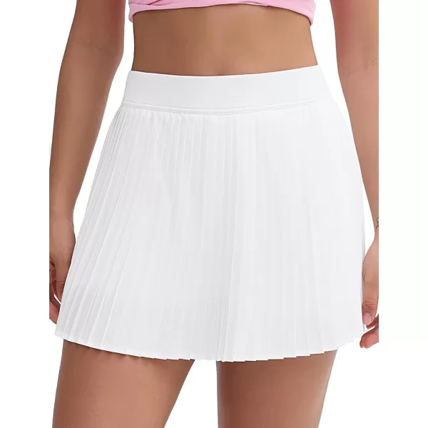 THE GYM PEOPLE Womens Pleated Tennis Skirts Lightweight Workout Golf Skorts Built in Shorts with PocketsWhite