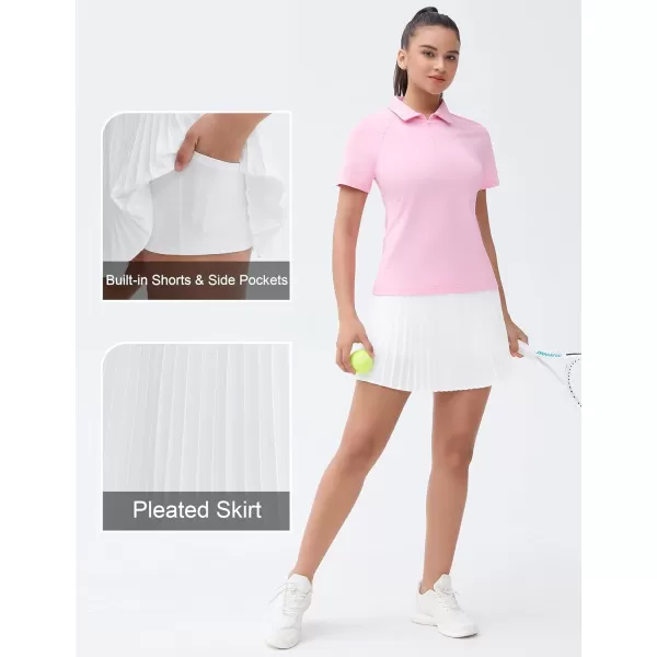 THE GYM PEOPLE Womens Pleated Tennis Skirts Lightweight Workout Golf Skorts Built in Shorts with PocketsWhite