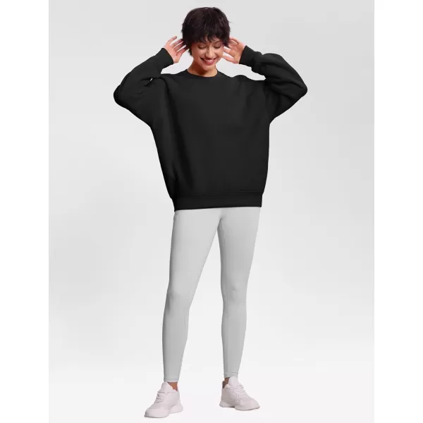THE GYM PEOPLE Womens Soft Oversized Sweatshirt Crewneck Loose fit Lightweight Pullover TopsBlack