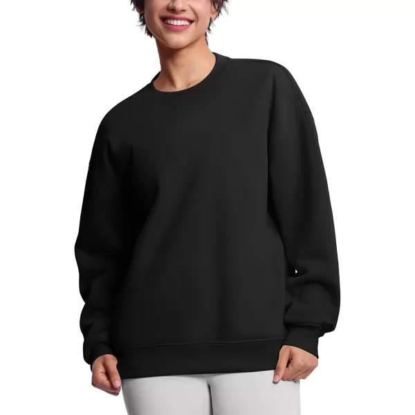 THE GYM PEOPLE Womens Soft Oversized Sweatshirt Crewneck Loose fit Lightweight Pullover TopsBlack