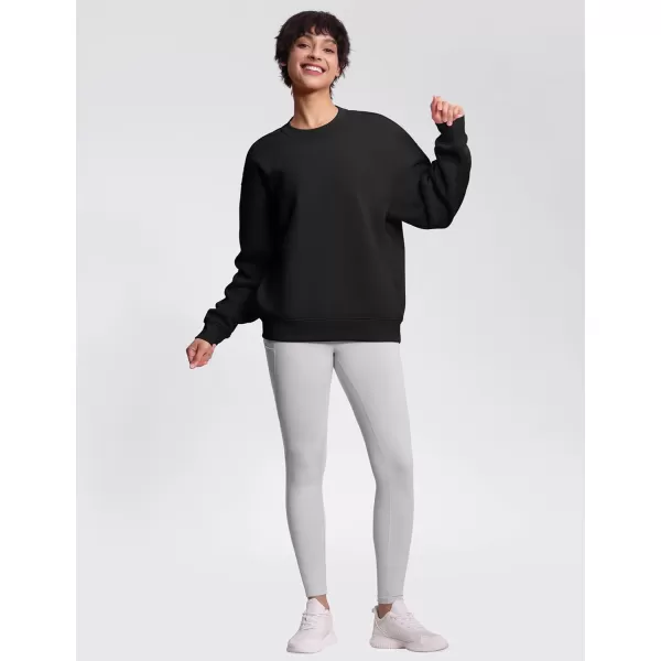 THE GYM PEOPLE Womens Soft Oversized Sweatshirt Crewneck Loose fit Lightweight Pullover TopsBlack