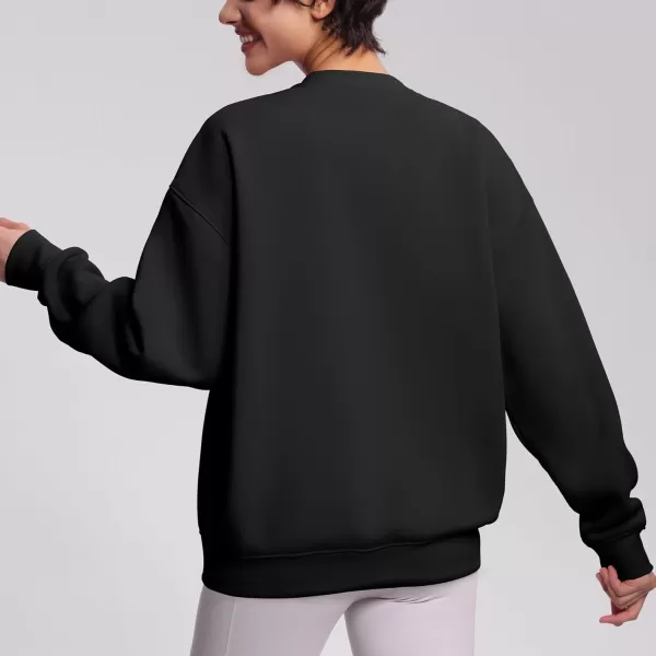 THE GYM PEOPLE Womens Soft Oversized Sweatshirt Crewneck Loose fit Lightweight Pullover TopsBlack