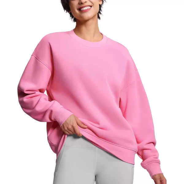 THE GYM PEOPLE Womens Soft Oversized Sweatshirt Crewneck Loose fit Lightweight Pullover TopsWatermelon Pink