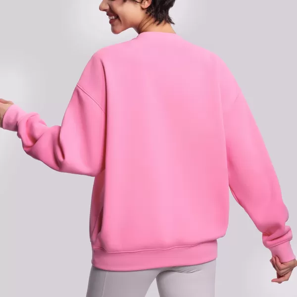 THE GYM PEOPLE Womens Soft Oversized Sweatshirt Crewneck Loose fit Lightweight Pullover TopsWatermelon Pink