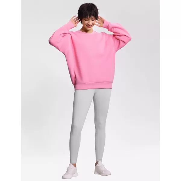 THE GYM PEOPLE Womens Soft Oversized Sweatshirt Crewneck Loose fit Lightweight Pullover TopsWatermelon Pink