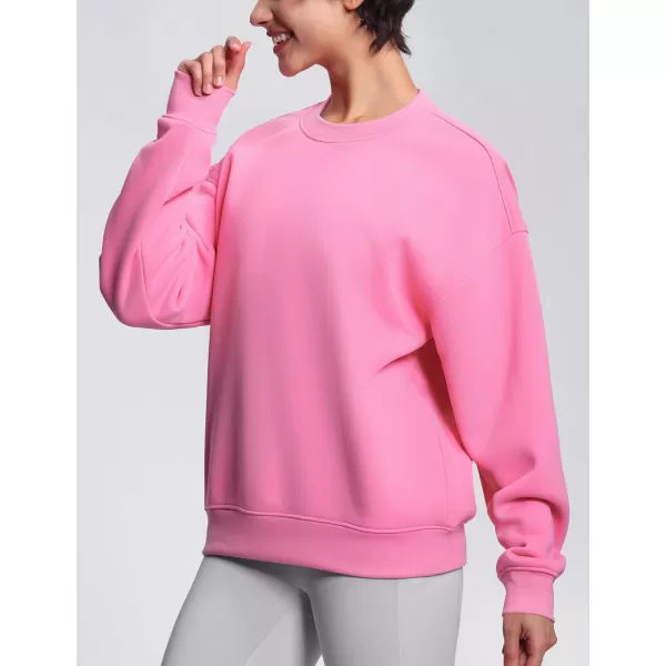 THE GYM PEOPLE Womens Soft Oversized Sweatshirt Crewneck Loose fit Lightweight Pullover TopsWatermelon Pink
