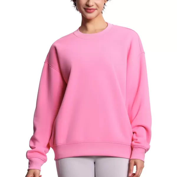 THE GYM PEOPLE Womens Soft Oversized Sweatshirt Crewneck Loose fit Lightweight Pullover TopsWatermelon Pink