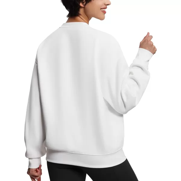 THE GYM PEOPLE Womens Soft Oversized Sweatshirt Crewneck Loose fit Lightweight Pullover TopsWhite