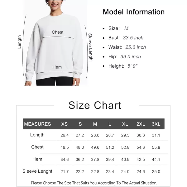THE GYM PEOPLE Womens Soft Oversized Sweatshirt Crewneck Loose fit Lightweight Pullover TopsWhite