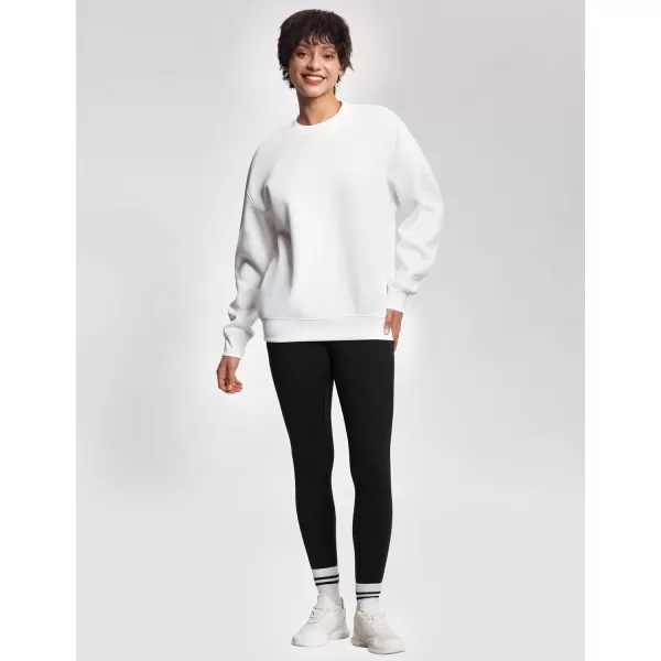 THE GYM PEOPLE Womens Soft Oversized Sweatshirt Crewneck Loose fit Lightweight Pullover TopsWhite