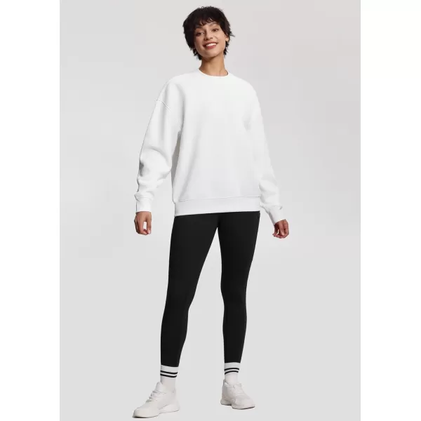 THE GYM PEOPLE Womens Soft Oversized Sweatshirt Crewneck Loose fit Lightweight Pullover TopsWhite