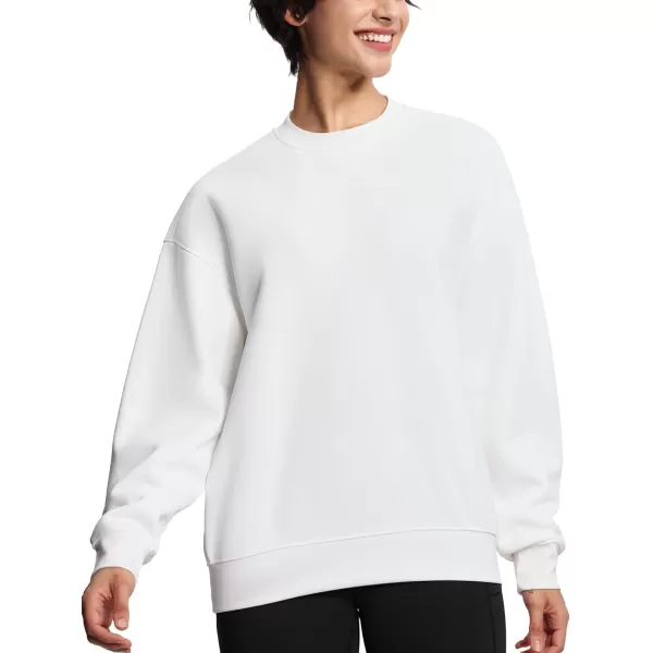THE GYM PEOPLE Womens Soft Oversized Sweatshirt Crewneck Loose fit Lightweight Pullover TopsWhite