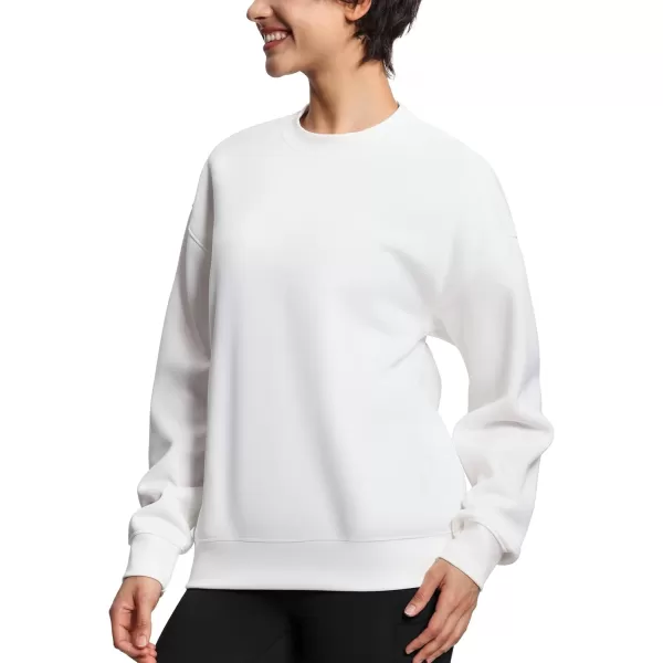 THE GYM PEOPLE Womens Soft Oversized Sweatshirt Crewneck Loose fit Lightweight Pullover TopsWhite