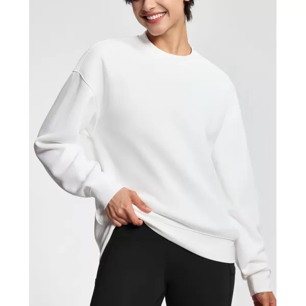 THE GYM PEOPLE Womens Soft Oversized Sweatshirt Crewneck Loose fit Lightweight Pullover TopsWhite