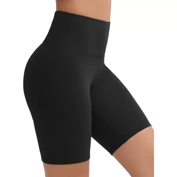 THE GYM PEOPLE Womens Stretchy High Waist Athletic Shorts Tummy Control Workout Biker Shorts for Yoga Running 8quotBlack
