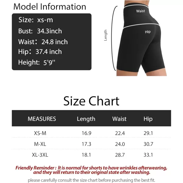 THE GYM PEOPLE Womens Stretchy High Waist Athletic Shorts Tummy Control Workout Biker Shorts for Yoga Running 8quotBlack