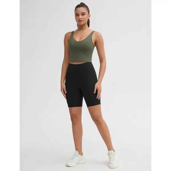 THE GYM PEOPLE Womens Stretchy High Waist Athletic Shorts Tummy Control Workout Biker Shorts for Yoga Running 8quotBlack