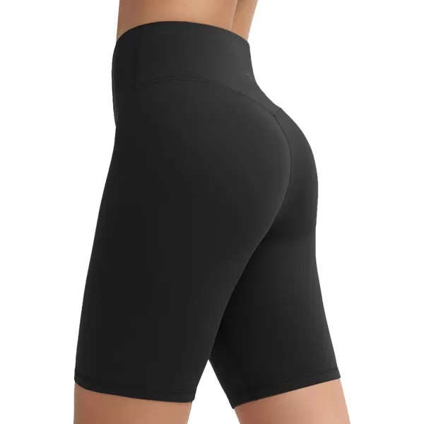THE GYM PEOPLE Womens Stretchy High Waist Athletic Shorts Tummy Control Workout Biker Shorts for Yoga Running 8quotBlack