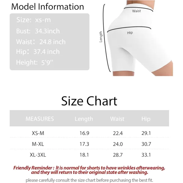 THE GYM PEOPLE Womens Stretchy High Waist Athletic Shorts Tummy Control Workout Biker Shorts for Yoga Running 8quotWhite