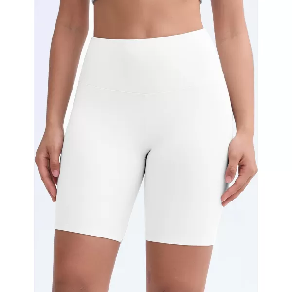 THE GYM PEOPLE Womens Stretchy High Waist Athletic Shorts Tummy Control Workout Biker Shorts for Yoga Running 8quotWhite