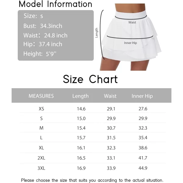 THE GYM PEOPLE Womens Tiered Petal Tennis Skirts Ruffle Golf Skorts Builtin Shorts with PocketsWhite