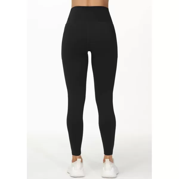 THE GYM PEOPLE Womens V Cross Waist Workout Leggings Tummy Control Running Yoga Pants with PocketsBlack