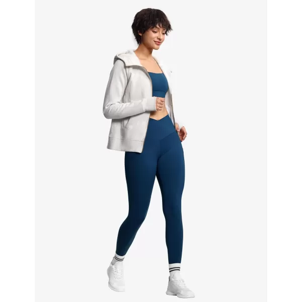 THE GYM PEOPLE Womens V Cross Waist Workout Leggings Tummy Control Running Yoga Pants with PocketsDark Blue Green