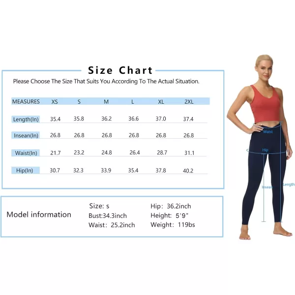 THE GYM PEOPLE Womens V Cross Waist Workout Leggings Tummy Control Running Yoga Pants with PocketsDark Blue Green