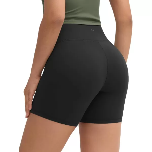 THE GYM PEOPLE Womens Workout Yoga Shorts High Waist Tummy Control Athletic Running Biker Shorts 5quotBlack