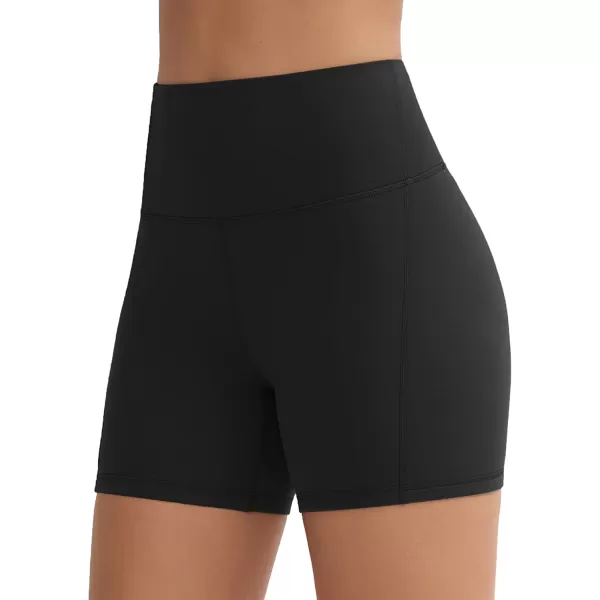 THE GYM PEOPLE Womens Workout Yoga Shorts High Waist Tummy Control Athletic Running Biker Shorts 5quotBlack