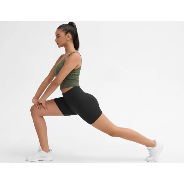 THE GYM PEOPLE Womens Workout Yoga Shorts High Waist Tummy Control Athletic Running Biker Shorts 5quotBlack