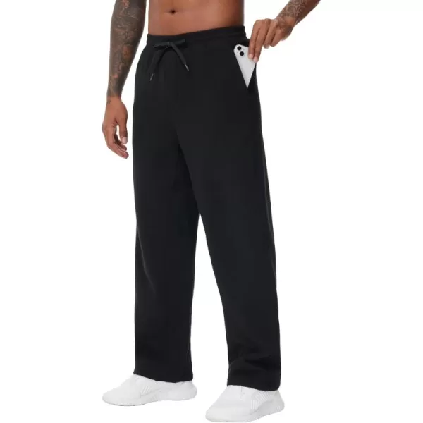 THE GYM PEOPLE Mens Baggy Fleece Workout Sweatpants with Pockets Drawstring Lounge Athletic Running PantsBlack