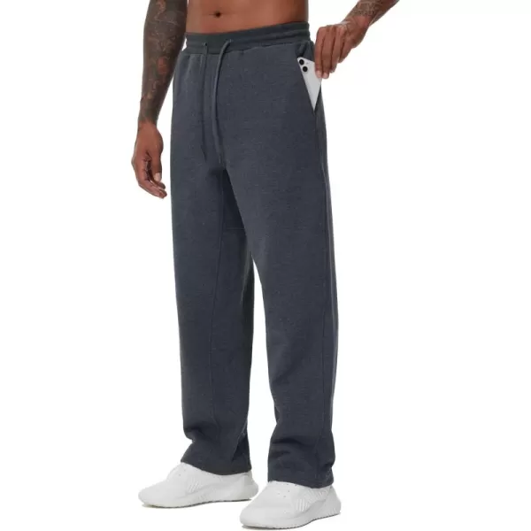 THE GYM PEOPLE Mens Baggy Fleece Workout Sweatpants with Pockets Drawstring Lounge Athletic Running PantsDark Heather Grey