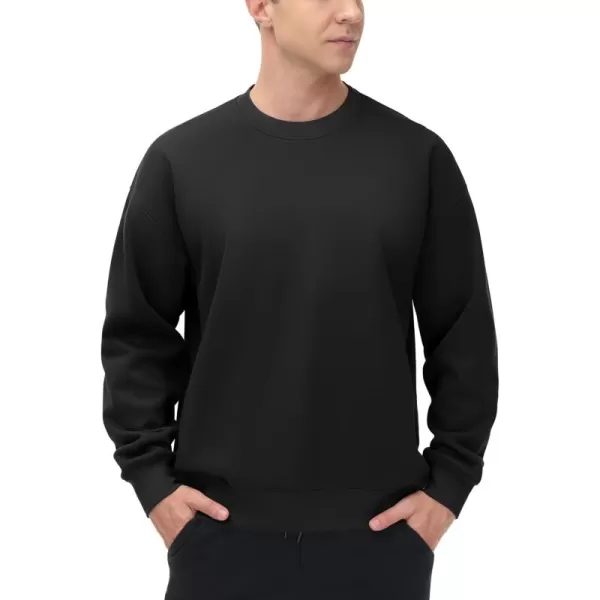 THE GYM PEOPLE Mens Crewneck Loose fit Sweatshirt Lightweight Soft Basic Pullover TopsBlack